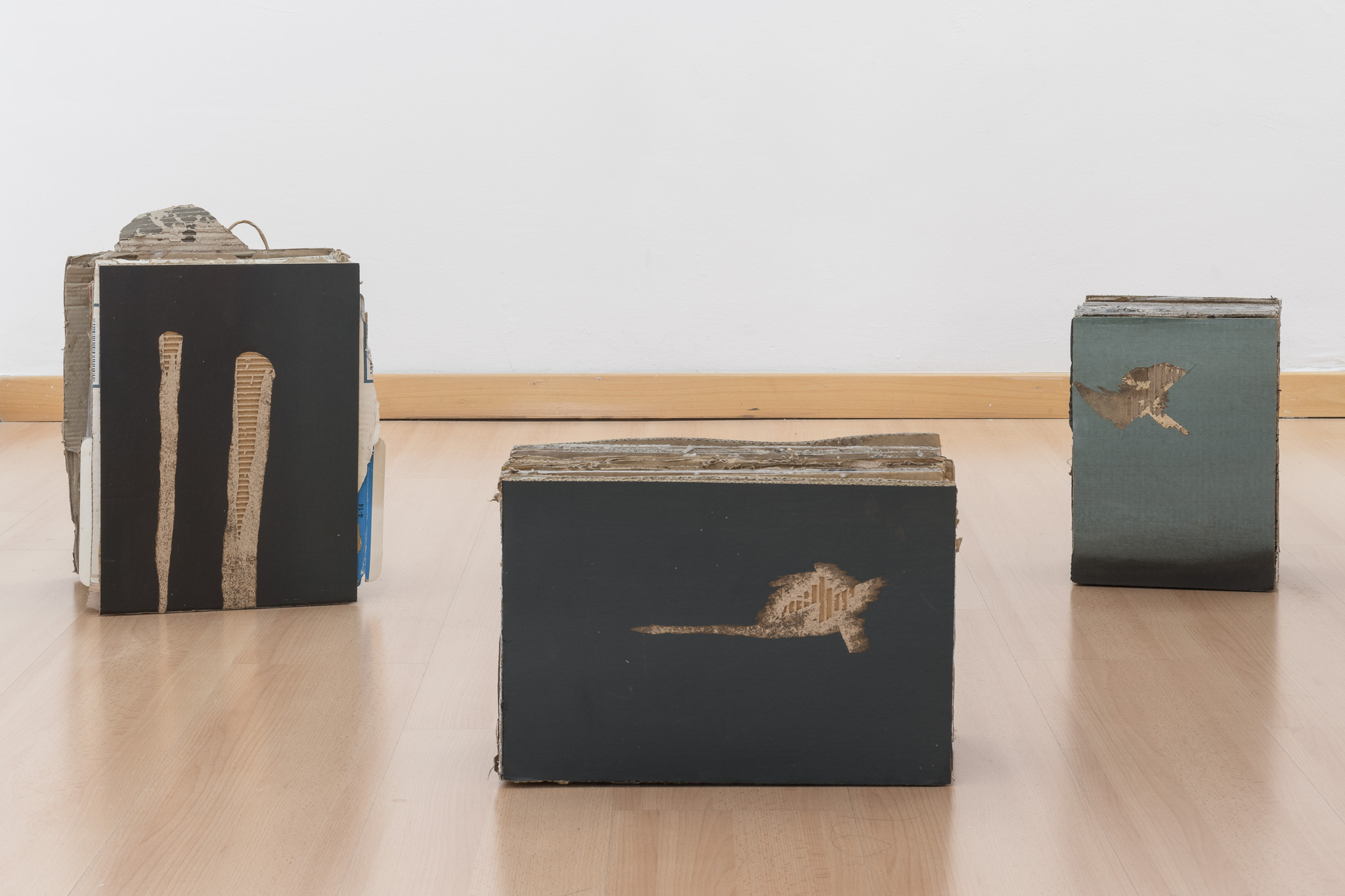 Concetti spaziali, 2020, oli sobre cartró, diferents mides