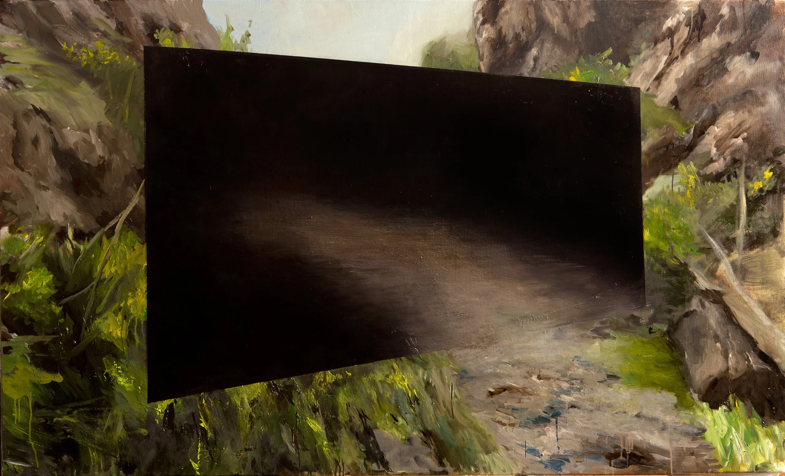 Border crossings of exile: Coll de Malrem, 2014, oil on canvas, 90 × 146 cm