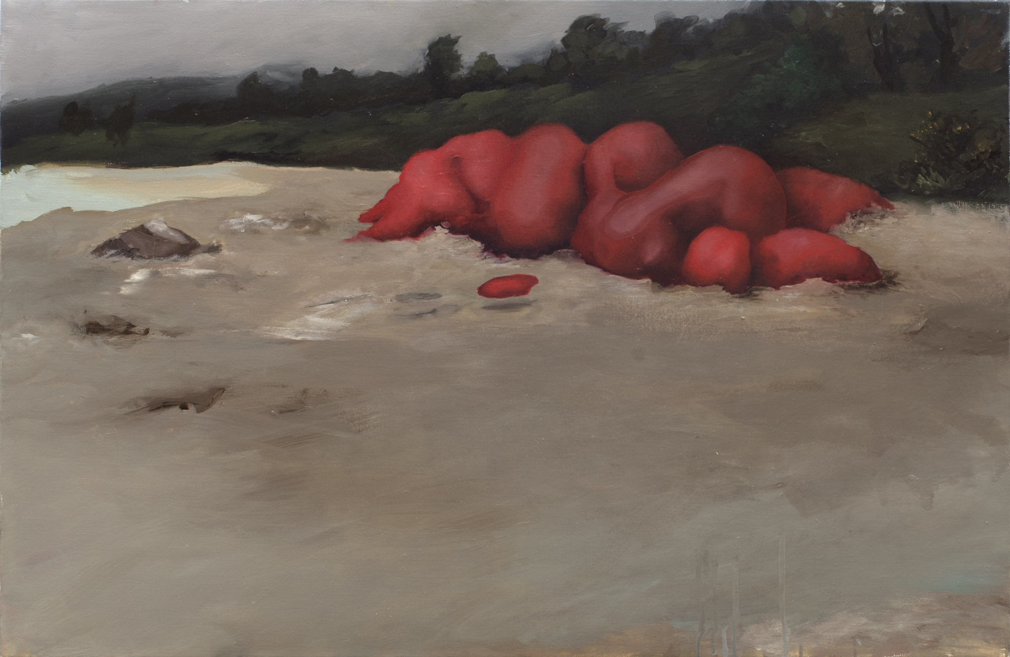 Encallado, 2016, óleo sobre lienzo, 60 × 92 cm