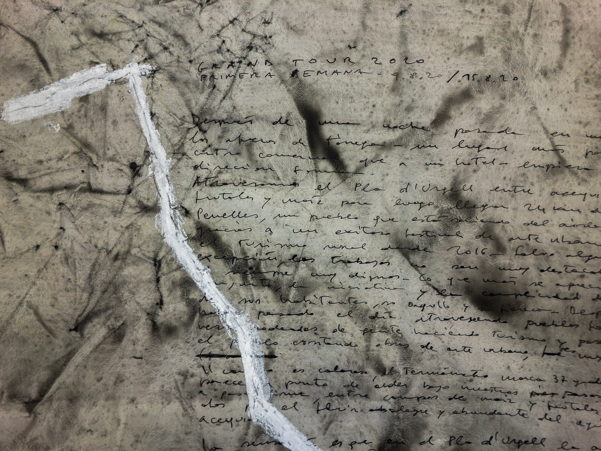 Una setmana de camí (Grand Tour 2020), 2020, tècnica mixta sobre paper, 106 × 150 cm