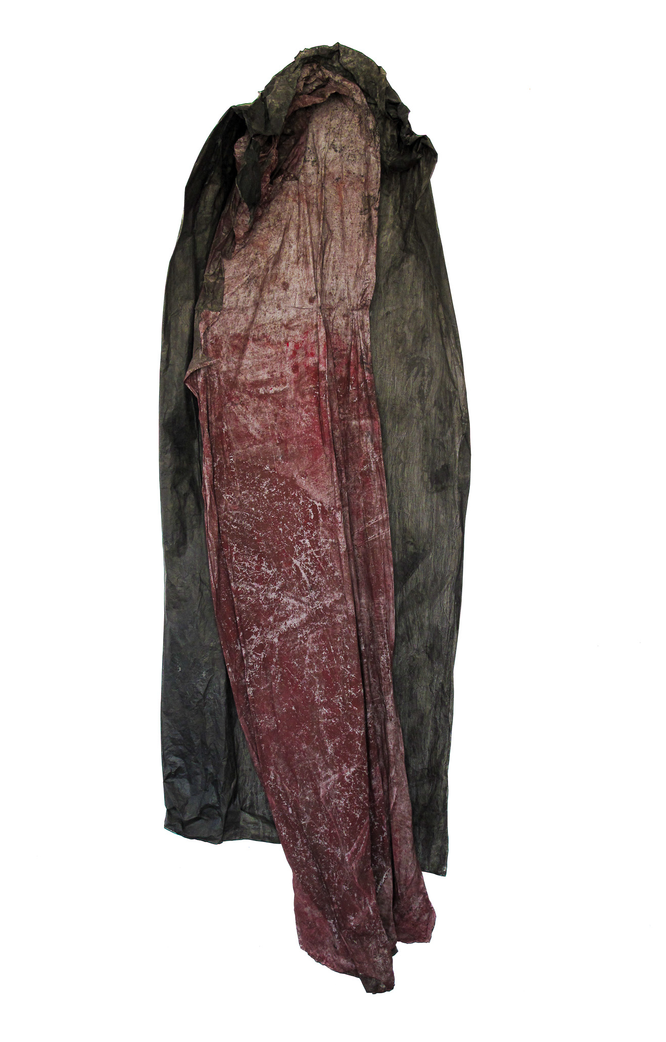 Sudario I, 2019, técnica mixta sobre papel, imanes, 230 × 75 × 40 cm