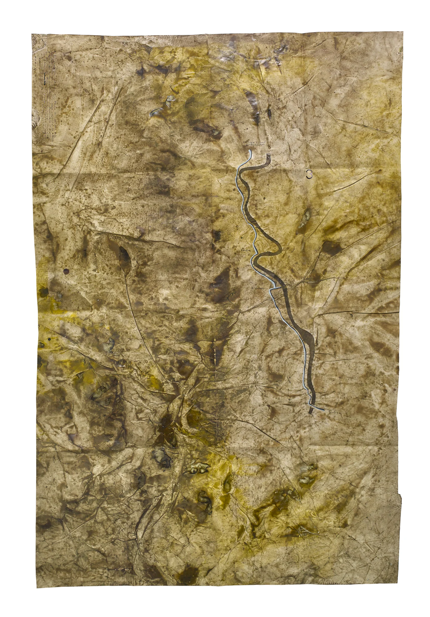 Mapa Sequere 03, técnica mixta y collage sobre papel, 150 × 100 cm