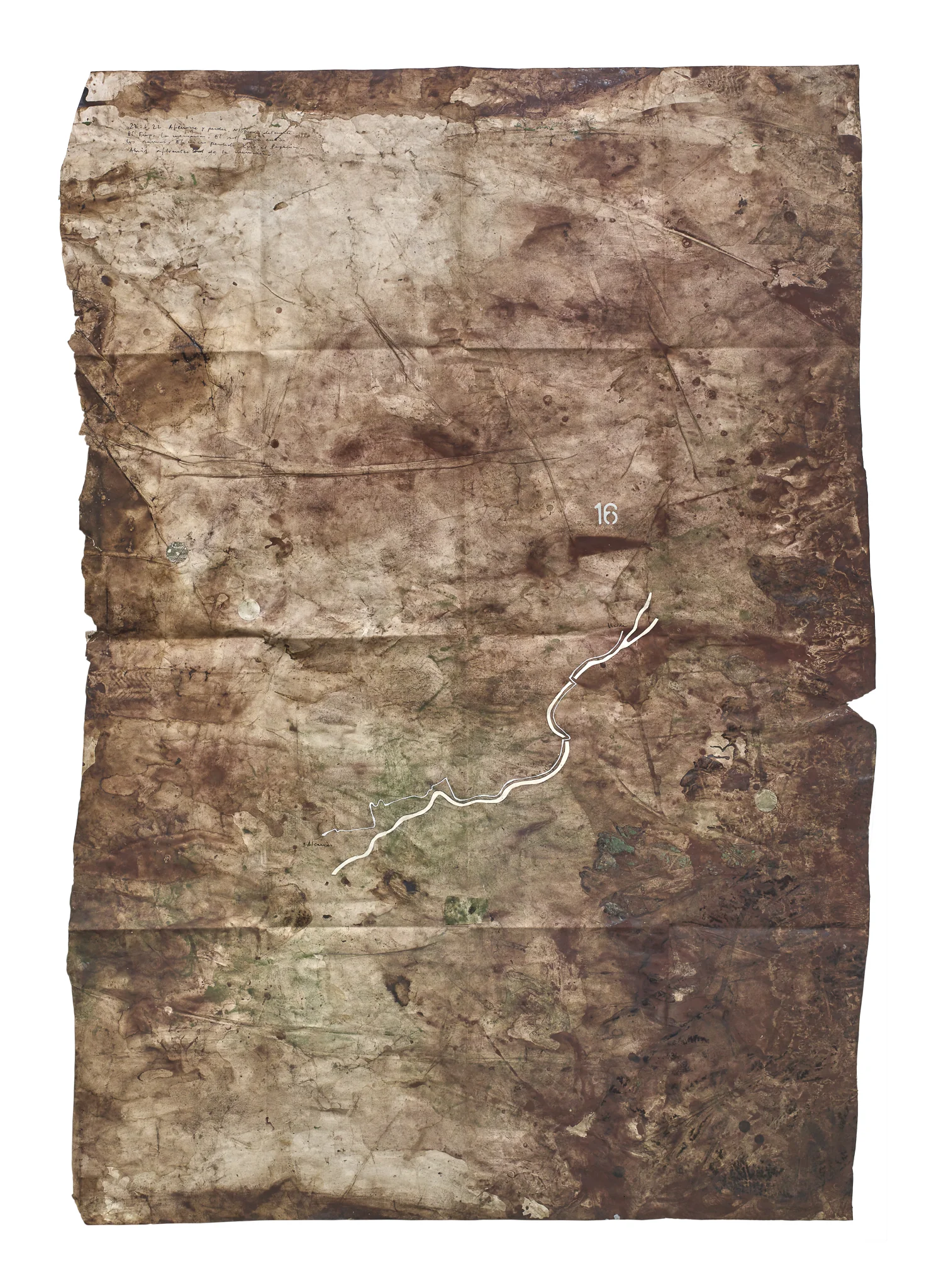 Mapa Sequere 13, técnica mixta y collage sobre papel, 150 × 100 cm