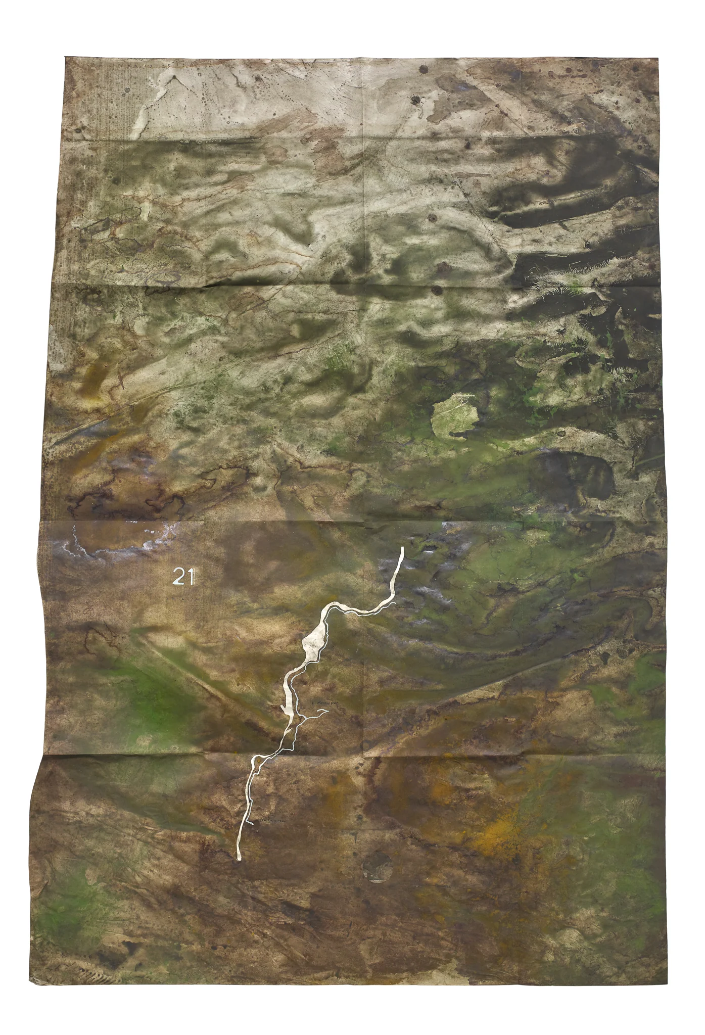 Mapa Sequere 17, técnica mixta y collage sobre papel, 150 × 100 cm