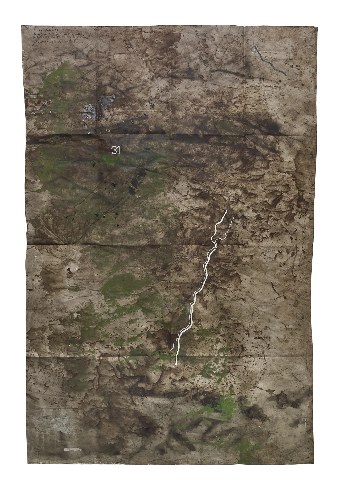 Mapa Sequere 23, técnica mixta y collage sobre papel, 150 × 100 cm
