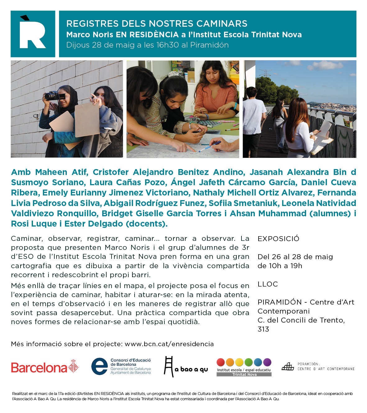 «Registres dels nostres caminars» — Marco Noris EN RESiDÈNCiA al Institut Escola Trinitat Nova