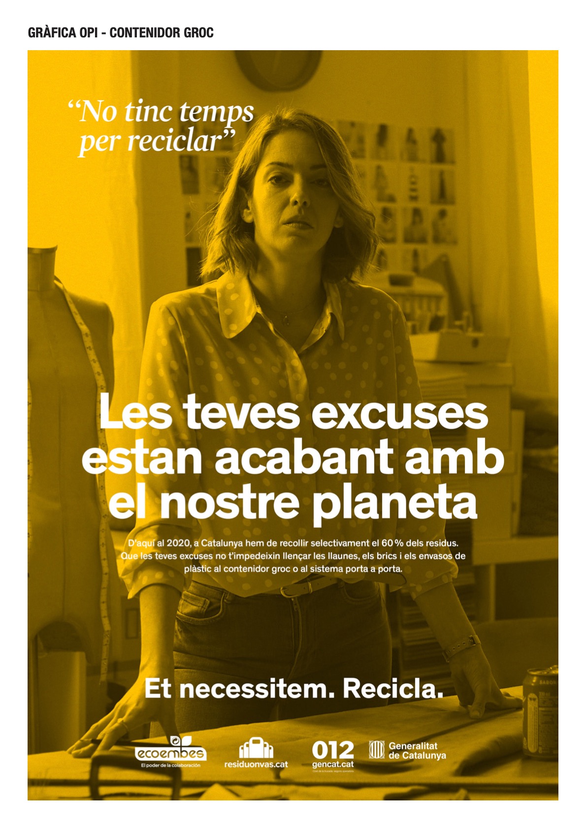 "Et necessitem, recicla", la nova campanya de l'Agència de Residus de Catalunya per al foment de la recollida selectiva